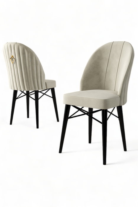 Hanah Home Ritim Juego de 6 Sillas Crema y Negro